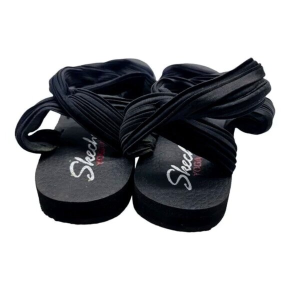 SKECHERS Shoes Womens Size 8 Black Yoga Foam Summer Sandals Beach - Picture 5 of 6